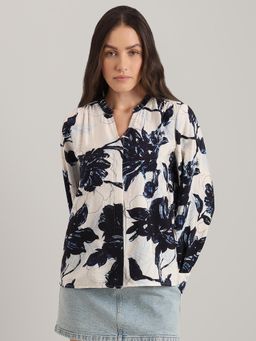 VERO MODA - Women Black and White Floral Printed Full Sleeves Top