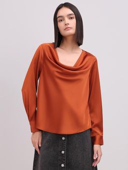 VERO MODA - Women Rust Cowl Neck Top