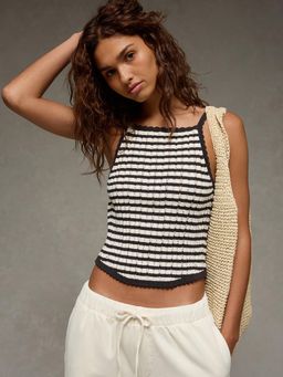 American Eagle - Black and White Woven Tank Top