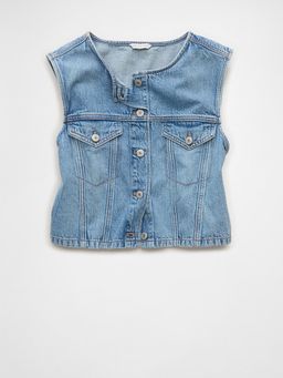 American Eagle - Blue Boxy Denim Top