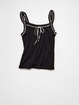 American Eagle - Black Lace Tie Top