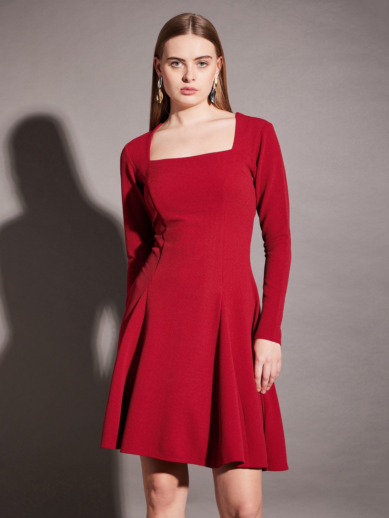 Short Flare Dress with Cut-Out Back-image-45