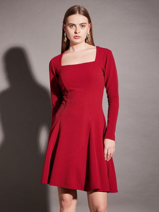 slim fit dress slacks Betty Lace Fit and Flare Mini Dress • Shop American Threads Dress Shop Crimson / M