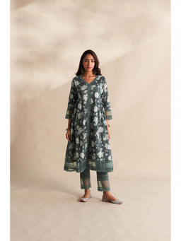 Roze - Green Aafiya Floral Print Kurta