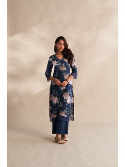 Roze - Blue Hania Floral Print Kurta