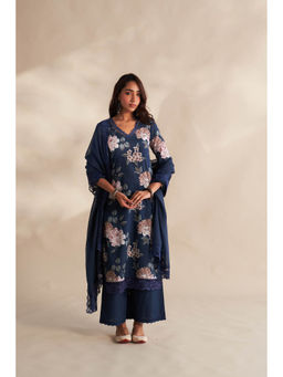 Roze - Blue Hania Lace Work Dupatta