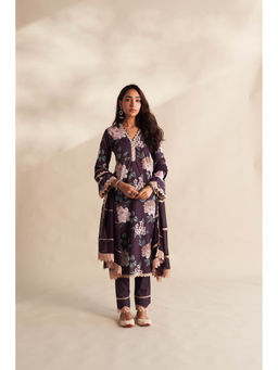 Roze - Purple Zareen Lace Work Dupatta