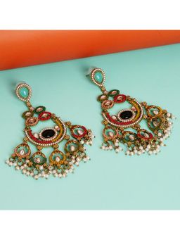 Zoey - Multi-Colour Women Gold Toned Multicolour Contemporary Earrings