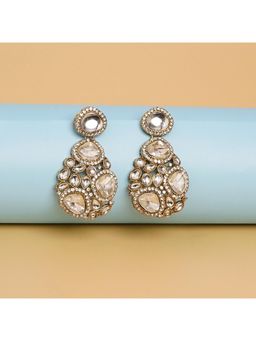 Zoey - White Women Gold Toned Traditional Earrings