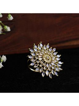 Zoey - Gold Plated White Stone Studded Adjustable Rings for Women