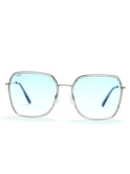 Scott Sunglasses - Blue Lens Square UV Protected Sunglass Full Rim Silver Frame With UV Protection