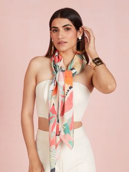 RSVP by Nykaa Fashion - Multicolor Printed Tropical Floral Square Scarf