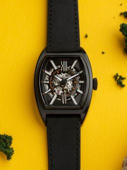 Aries Gold - Infinum Cruiser Automatic 21 Jewels Rectangle Skeleton Dial Mens Watch - G 9018 BK-BK