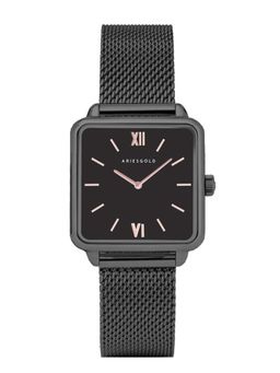 Aries Gold - Minuit 5038 Quartz Black Square Sapphire Glass Dial Womens Watch - L 5038 BK-BKRG