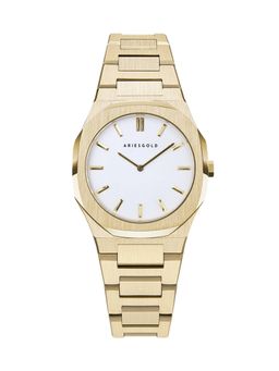 Aries Gold - Prestige Quartz White Round Sapphire Glass Dial Womens Watch - L 1032 G-WG