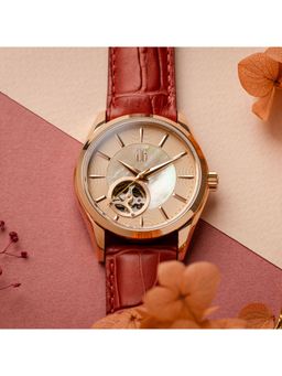 Aries Gold - Goldex Automatic 21 Jewels Beige Round Dial Women's Watch - L 8023 RG-BEI