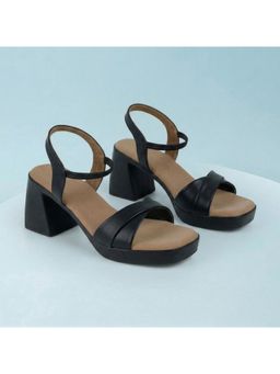 Mochi - Women'S Black Casual Block Heeled Sandals