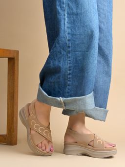 Shoetopia - Women Beige Orthopaedic Doctor Cushion Platform Sandals