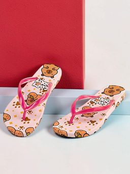 Truffle Collection - Women Pink Animal Print Flipflops