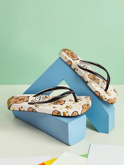 Truffle Collection - Women White Animal Print Flipflops