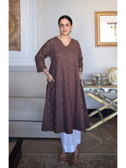 HOUSE OF MOXA - Brown Jamdani Phiran (Set of 2)