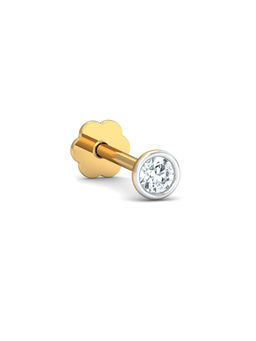 KuberBox - Bezel 5 Cent Nose Stud 14K Gold