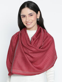 Shingora - Arzu Dark Maroon Pure Wool Dobby Stole (M)