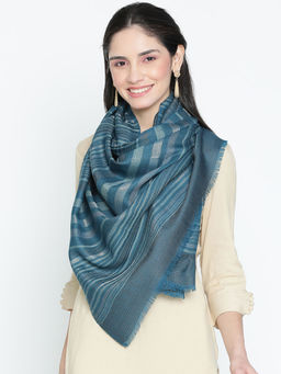 Shingora - Glimmer Teal Woolen Dobby Stole (M)