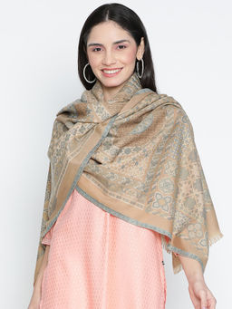 Shingora - Pandora Dark Beige Woolen Jacquard Stole (M)