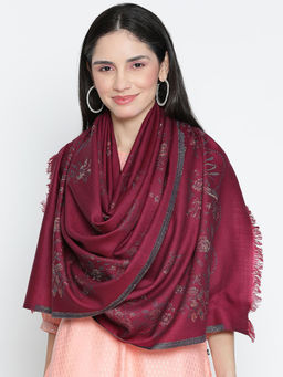 Shingora - Elizabeth Magenta Wool Lurex Jacquard Stole (M)