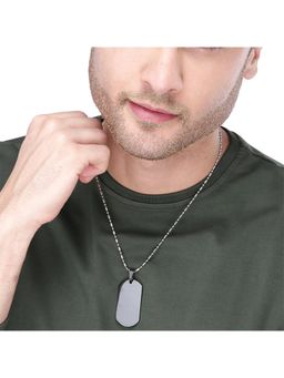 Yellow Chimes - Men Black & Silver-Toned Pendant with Chain