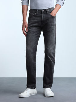 Flying Machine - Men Black Straight Fit Whiskered Jeans