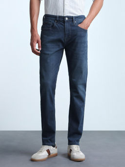 Flying Machine - Men Navy Blue Slash Slim Fit Jeans