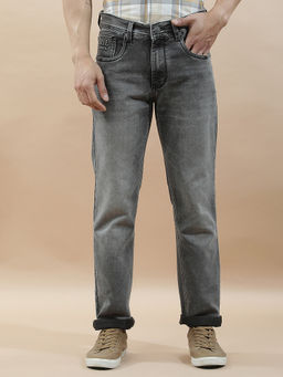 Cantabil - Men Grey Solid Straight Fit Jeans