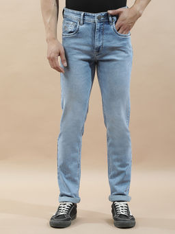 Cantabil - Men Light Blue Solid Slim Fit Jeans