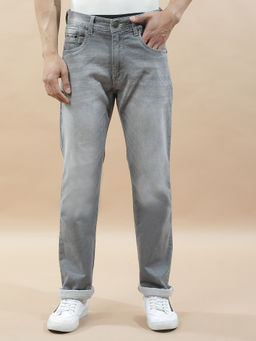 Cantabil - Men Light Grey Solid Straight Fit Jeans