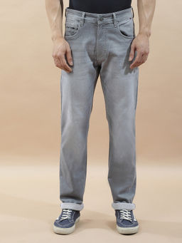 Cantabil - Men Light Grey Solid Straight Fit Jeans