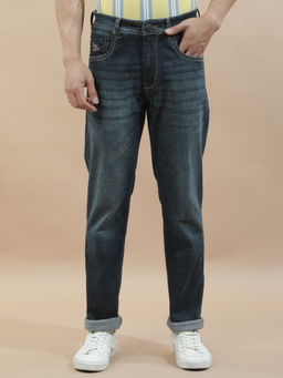 Cantabil - Men Navy Blue Solid Slim Fit Jeans