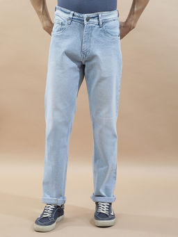Cantabil - Men Light Blue Solid Straight Fit Jeans