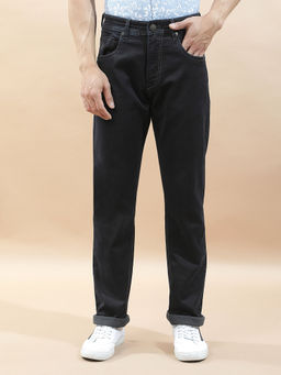 Cantabil - Men Navy Blue Solid Straight Fit Jeans