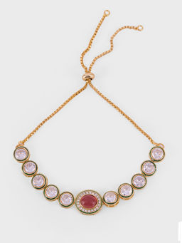 Azai by Nykaa Fashion - Red Centre Stone Kundan Studded Festive Bracelet