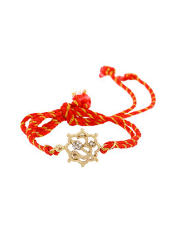 Estele - Gold Plated Divine Om Designer Rakhi with Austrian Crystals & Silk Thread
