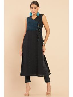 Soch - Women Black Embroidered Kurta