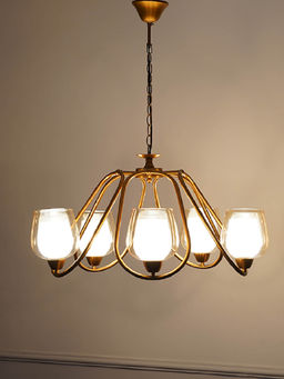 Kapoor Lamp Shades - Lorena Five Light Brass Finish Modern Chandelier