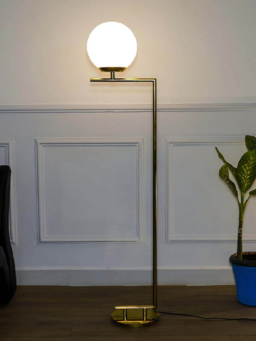 Kapoor Lamp Shades Contempo Metal Brass Finish Floor Lamp