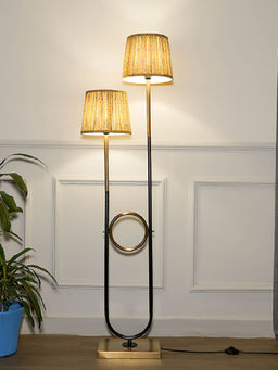 Kapoor Lamp Shades - Allegra 2 Light Floor Lamp In Antique Brass and Black Finish