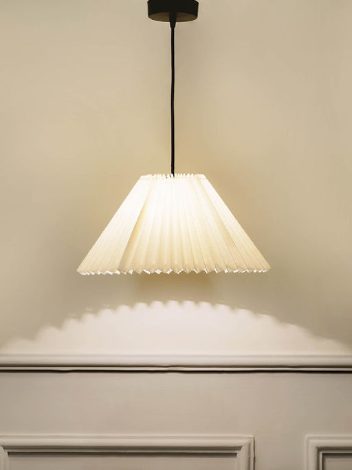 Kapoor Lamp Shades Designer Solid Soft Pleated Shade Pendant Light with Off White Cotton Shade