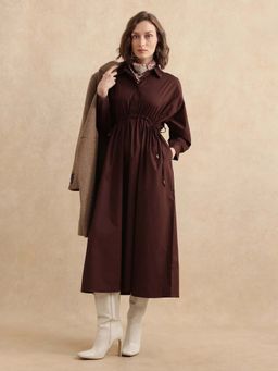 RAREISM - Kercet Primary Brown Fit and Flare Maxi Dress