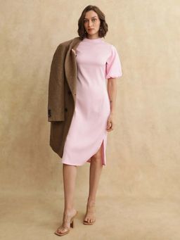 RAREISM - Metz Light Pink Bodycon Midi Dress