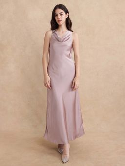 RAREISM - Zarina Dusky Beige Bodycon Maxi Dress